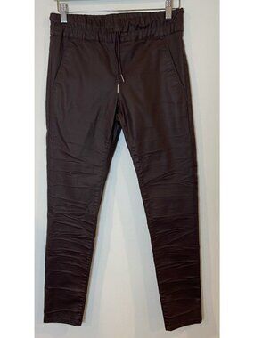 Bevy Flog Pants Pull On Drawstring Coated Brown Size 26